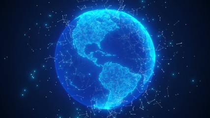 Wall Mural - blue global network technology concept