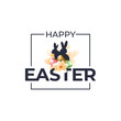 Happy Easter background with frame, color eggs