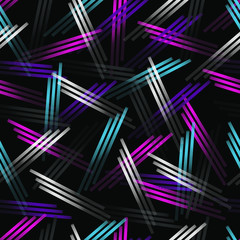 abstract seamless pattern. multicolored chaotic lines on a black background.
