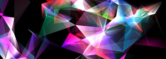 Aufkleber - Abstract polygonal space. Triangular colorful background. 3d illustration