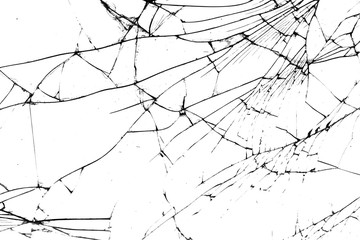 Poster - BROKEN GLASS. black crack isolated on white