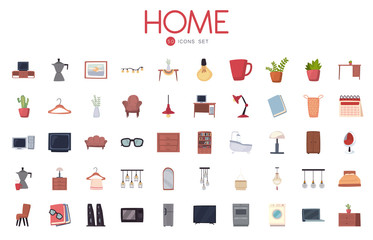 Canvas Print - Isolated home flat style icon set vector design