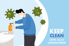 People Who Hand Wash For Prevention Of The Corona Virus. Corona Virus Vector Illustration