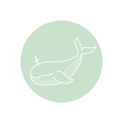 Wall Mural - cute whale icon, line block style, minimalist tattoo concept