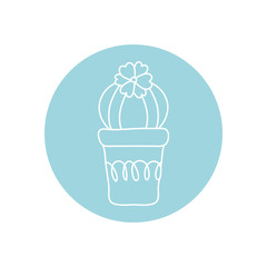 Wall Mural - cactus in a pot icon, line block style, minimalist tattoo concept