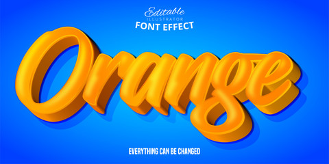 Wall Mural - Orange text, 3d editable font effect