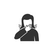 Woman coughs in hand icon in simple design. Vector illustration