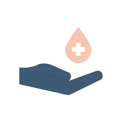 Isolated cross inside drop over hand flat style icon vector design