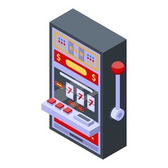 Poster - Game slot machine icon. Isometric of game slot machine vector icon for web design isolated on white background
