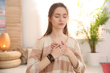 Young Woman During Self-healing Session In Therapy Room