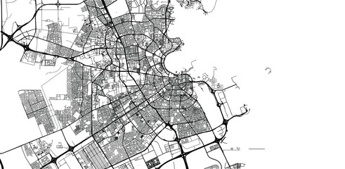 Sticker - Urban vector city map of Doha, Qatar