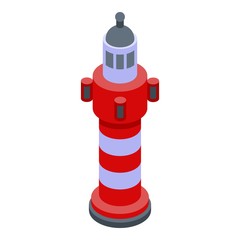 Sticker - Port lighthouse icon. Isometric of port lighthouse vector icon for web design isolated on white background