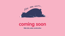 Page Under Construction Template. Sleeping Lazy Bear. Coming Soon Web Page Design. Cartoon Vector Flat Illustration.