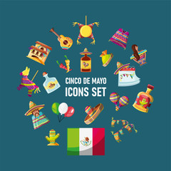 Wall Mural - set of icons cinco de mayo