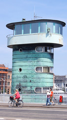 COPENHAGEN, DENMARK - JUL 06th, 2015: Knippelsbro drawbridge across the inner harbour of Copenhagen, with two control towers