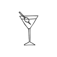 Poster - Vector hand drawn doodle sketch martini cocktail isolated on white background