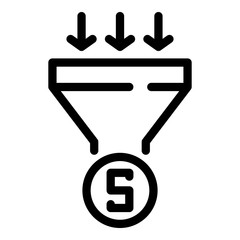 Poster - Money funnel icon. Outline money funnel vector icon for web design isolated on white background