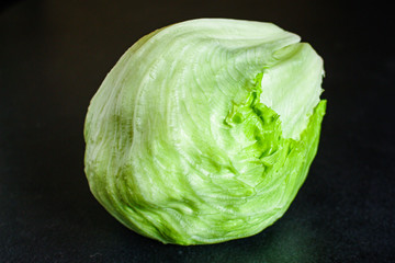 iceberg leaves  lettuce green freshness. Menu concept food background, keto or paleo diet. top view. copy space for text