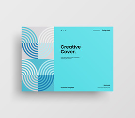 Creative business presentation vector A4 horizontal orientation front page mock up. Modern corporate report cover abstract geometric illustration design layout. Company identity brochure template.