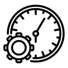 Poster - Gear wheel wall clock icon. Outline gear wheel wall clock vector icon for web design isolated on white background