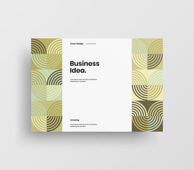 Creative business presentation vector A4 horizontal orientation front page mock up. Modern corporate report cover abstract geometric illustration design layout. Company identity brochure template.