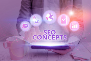 Poster - Conceptual hand writing showing Seo Concepts. Concept meaning a process of increasing the quality of website traffic