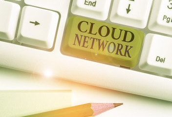 Poster - Word writing text Cloud Network. Business photo showcasing Access of networking resources from centralized provider