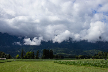 view of valley in Gailtal Alps on a cloudy day