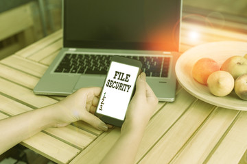 Fototapete - Conceptual hand writing showing File Security. Concept meaning Protecting digital data such as those in a database from loss