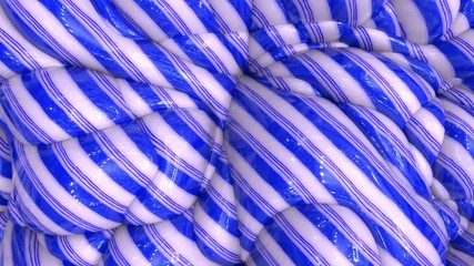 Wall Mural - 3d animation of abstract striped background. Lollipop wavy surface with ripples.
