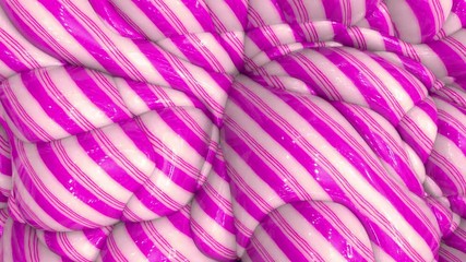 Wall Mural - 3d animation of abstract striped background. Lollipop wavy surface with ripples.
