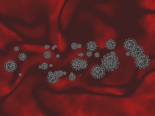 3D Representation of the Coronavirus or COVID19 inside the human body or under a microscope