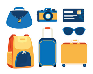 Wall Mural - set of summer travel icons vector illustration design