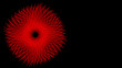 © Aman - Abstract red color lines pattern over round or circle frame isolated on black background with thorns at corners. Geometric logo design template, symbol, circle, flower, star shape, wire frame.