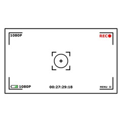 Wall Mural - Camera screen template. Camera interface. Viewfinder isolated on white background