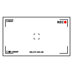 Wall Mural - Camera screen template. Camera interface. Viewfinder isolated on white background