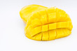 Yellow  mango slice with  isolated white background