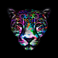 leopard head with creative abstract element on white background