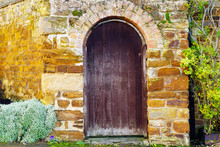 Old Door Stone Wall Building Texture In England Uk