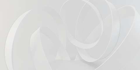Poster - white rings, modern futuristic background texture with copy space 3d render illustration