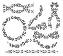 Anchor Chains Set In Engraving Style