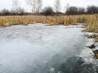 Canvas Print - Ice on the lake. Nature