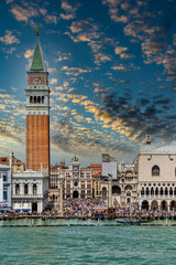 Sticker - Tourists around St Marks Square on the canal in Venice