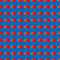 Poster - Blue background and red leafs abstract seamless pattern print background design