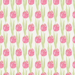 Poster - pink tulip watercolor seamless repeat pattern print background