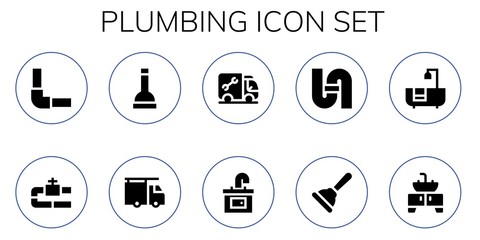 Wall Mural - Modern Simple Set of plumbing Vector filled Icons