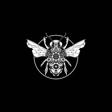 Monochrome Steam Punk Bee Illustration