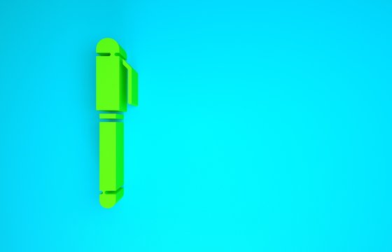 Green Pen icon isolated on blue background. Minimalism concept. 3d illustration 3D render