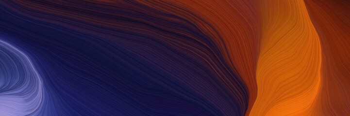 Poster - very beautiful futuristic banner with very dark blue, coffee and chocolate color. modern soft curvy waves background design