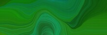 Very Beautiful Futuristic Banner With Forest Green, Sea Green And Medium Sea Green Color. Elegant Curvy Swirl Waves Background Illustration